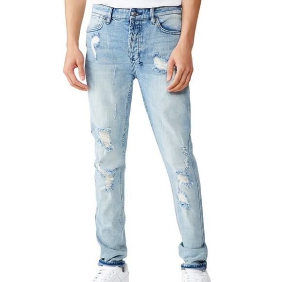 Ksubi NWT Van Winkle Skinny Jeans In Trashed Dreams Blue Size 32x32 Distressed - Picture 1 of 12